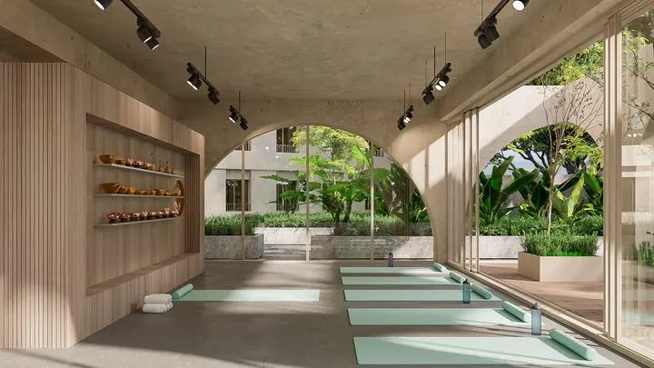 Plataforma de yoga con tapetes en Coordenada Country